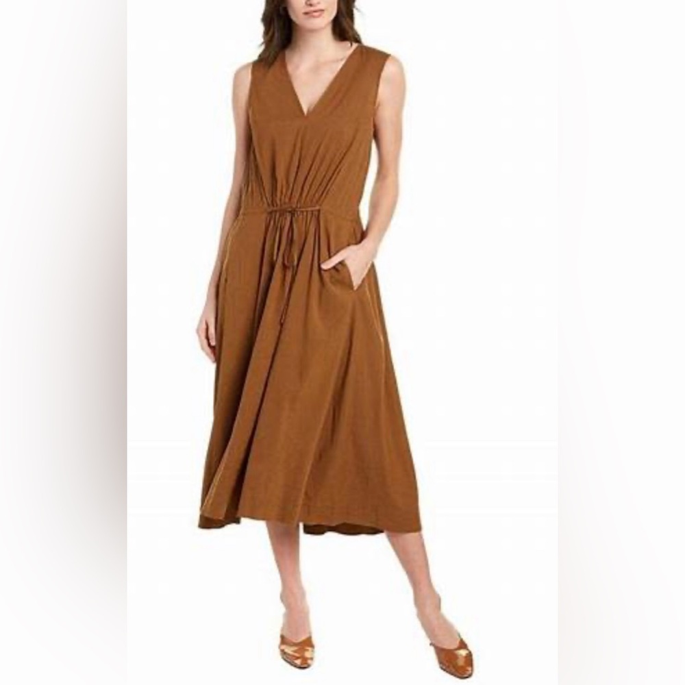 VINCE Linen Blend Midi Dress